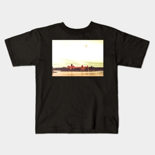 Yellow air balloon over red Castle Kids T-Shirt